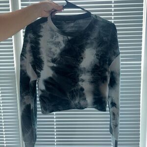 SHEIN Black and Gray Cropped Long Sleeve Hoodie